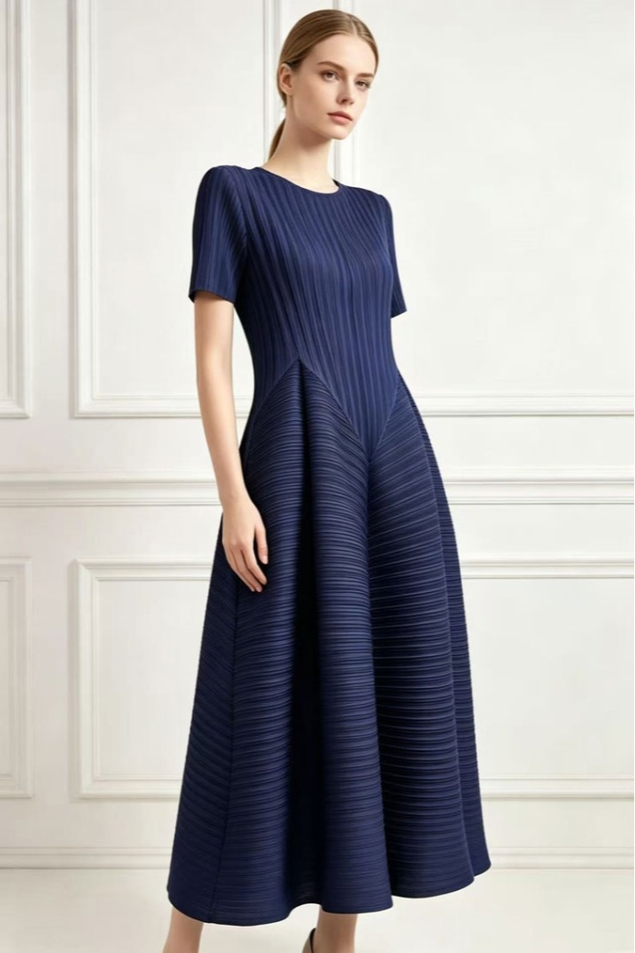 Fold simple elegant fashion pure loose dress for women