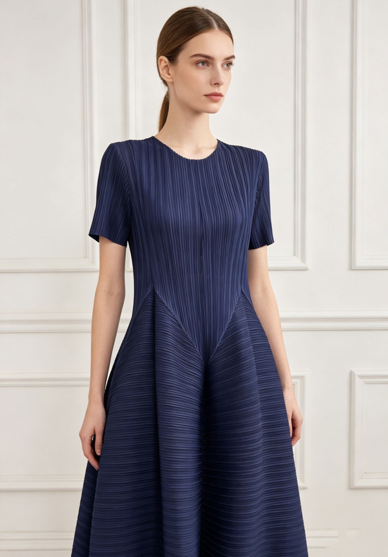 Fold simple elegant fashion pure loose dress for women