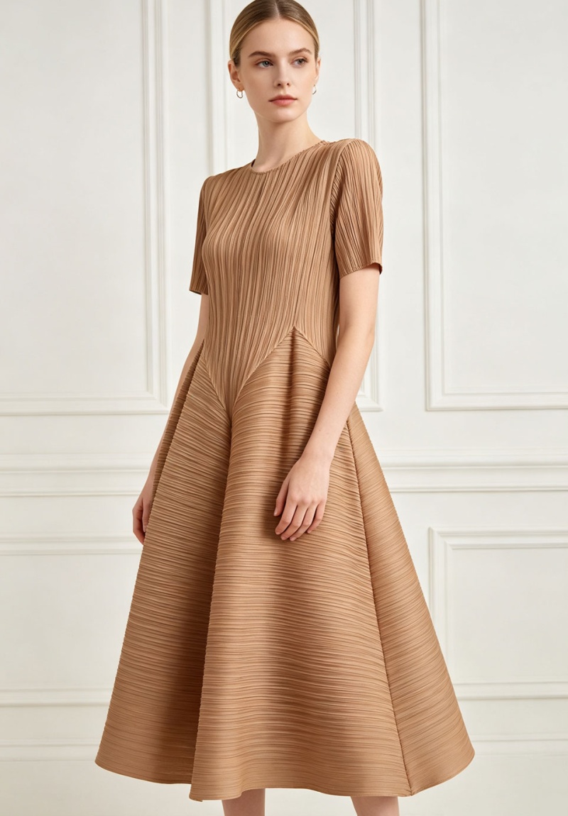 Fold simple elegant fashion pure loose dress for women