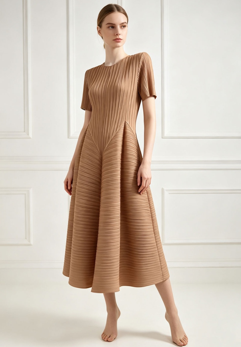 Fold simple elegant fashion pure loose dress for women