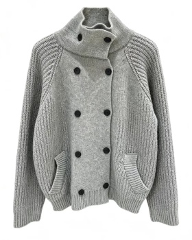 Double-breasted sweater Korean style coat
