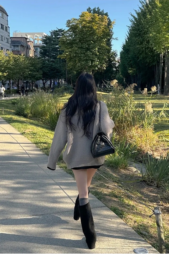 Double-breasted sweater Korean style coat