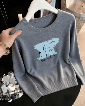 Cartoon slim knitted all-match loose sweater for women