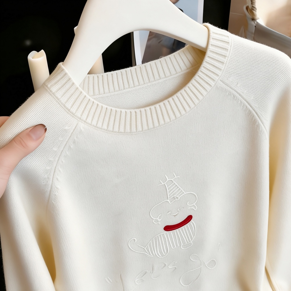 Autumn and winter round neck sweater wool pure tops