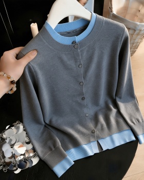 Autumn and winter mixed colors bottoming shirt Pseudo-two slim tops