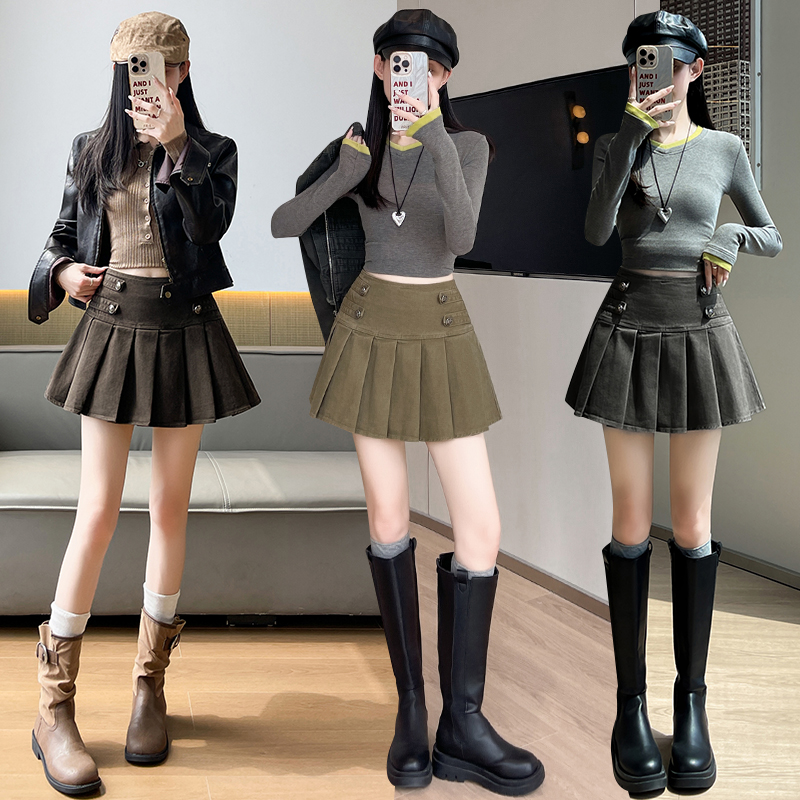 Washed show young skirt A-line denim short skirt