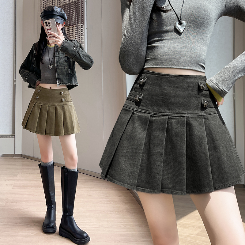 Washed show young skirt A-line denim short skirt