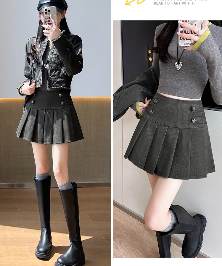 Washed show young skirt A-line denim short skirt