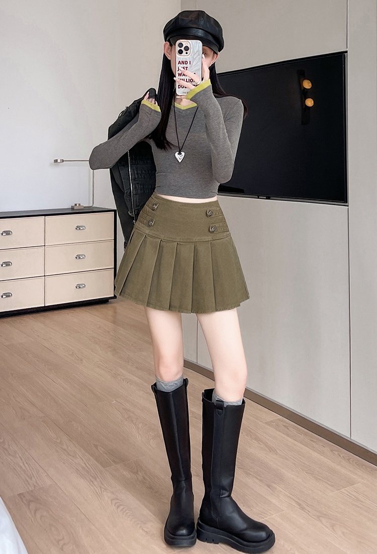 Washed show young skirt A-line denim short skirt