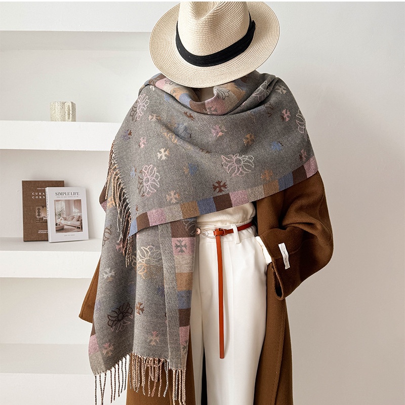 Imitation of cashmere jacquard scarves plaid shawl