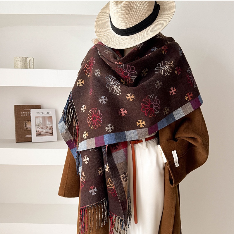 Imitation of cashmere jacquard scarves plaid shawl