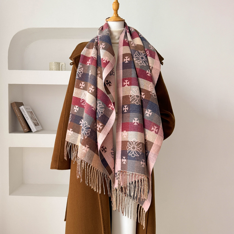 Imitation of cashmere jacquard scarves plaid shawl