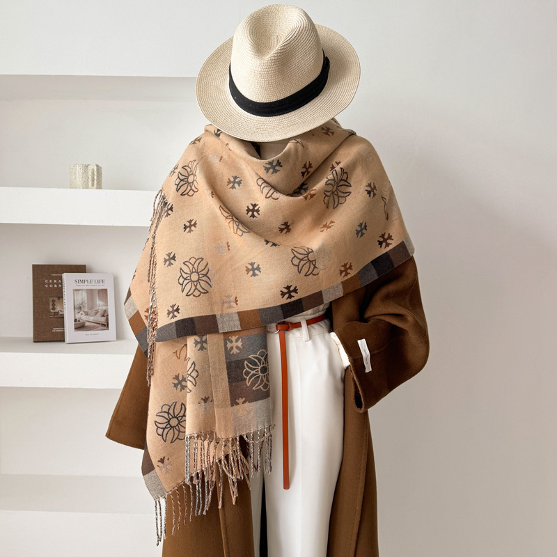 Imitation of cashmere jacquard scarves plaid shawl