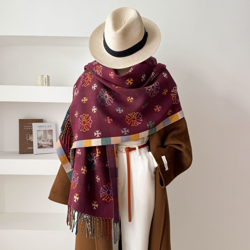 Imitation of cashmere jacquard scarves plaid shawl