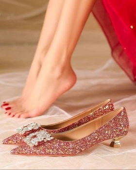 Fine-root wedding dress bride shoes for women