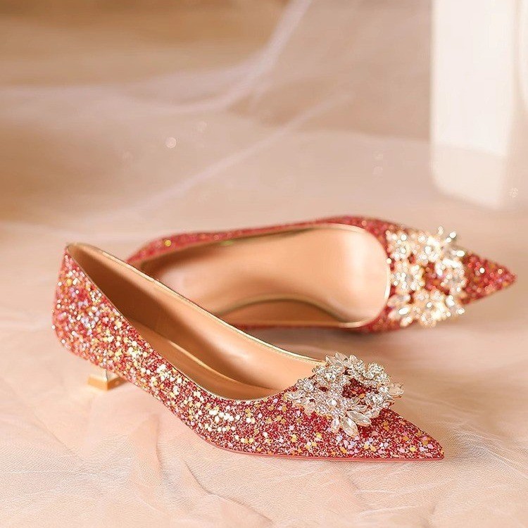 Fine-root wedding dress bride shoes for women