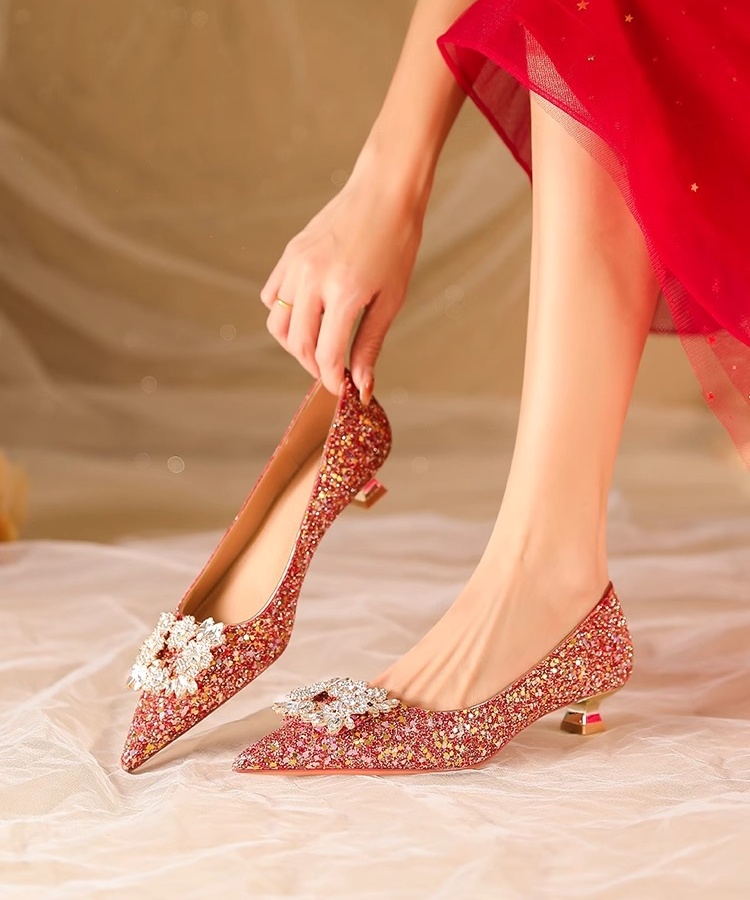 Fine-root wedding dress bride shoes for women