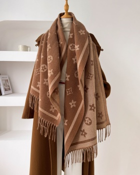 Tassels thermal scarves simple two-sided stars shawl for women