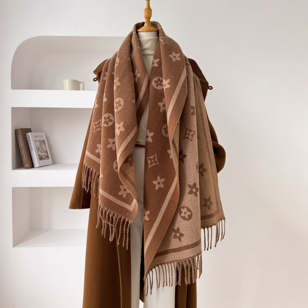 Tassels thermal scarves simple two-sided stars shawl for women