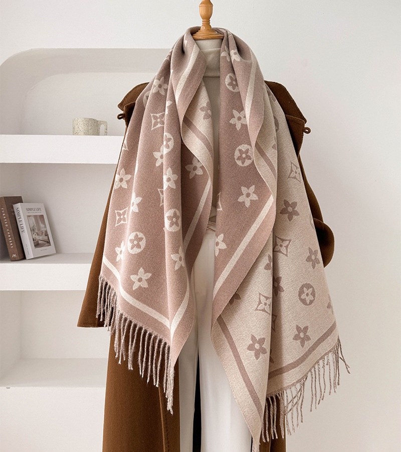 Tassels thermal scarves simple two-sided stars shawl for women