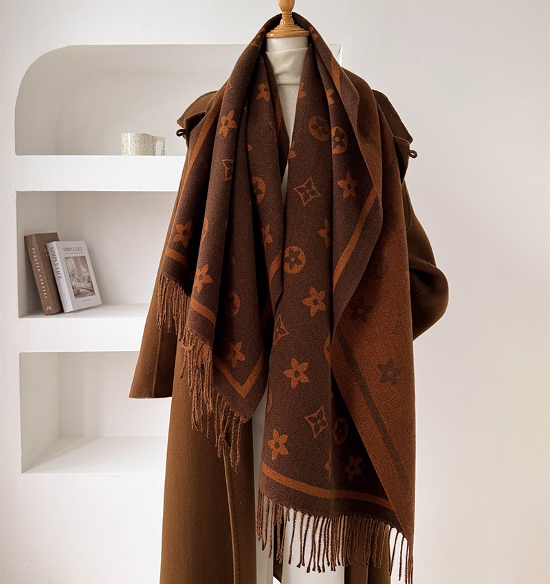 Tassels thermal scarves simple two-sided stars shawl for women
