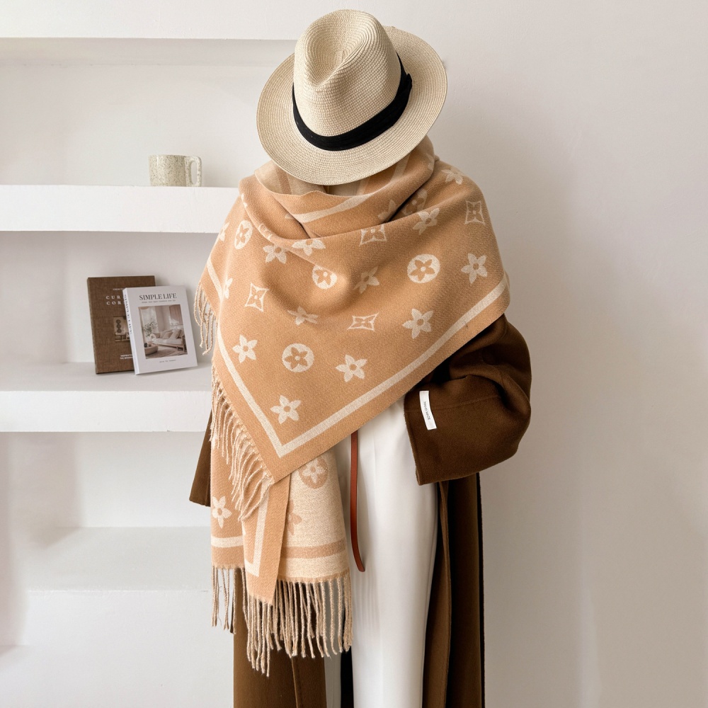 Tassels thermal scarves simple two-sided stars shawl for women
