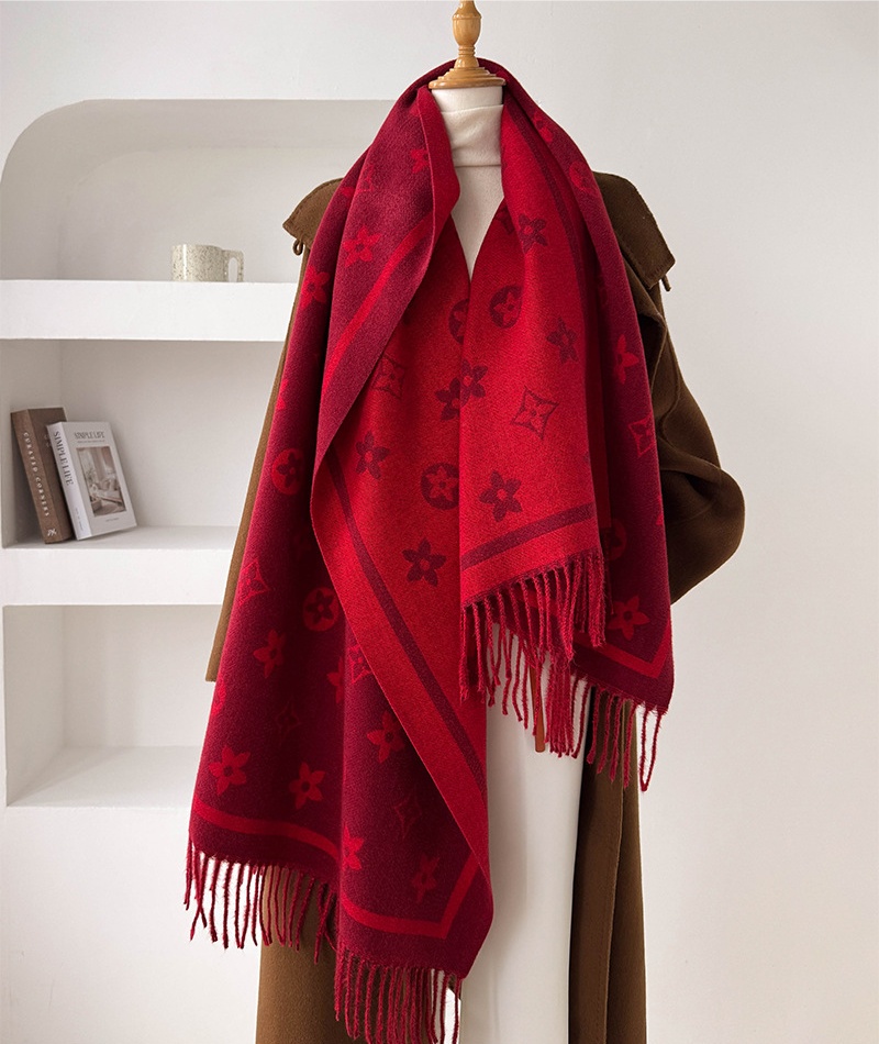 Tassels thermal scarves simple two-sided stars shawl for women