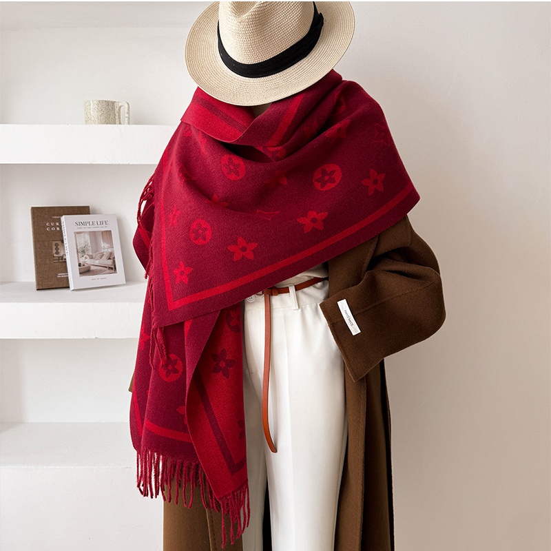 Tassels thermal scarves simple two-sided stars shawl for women