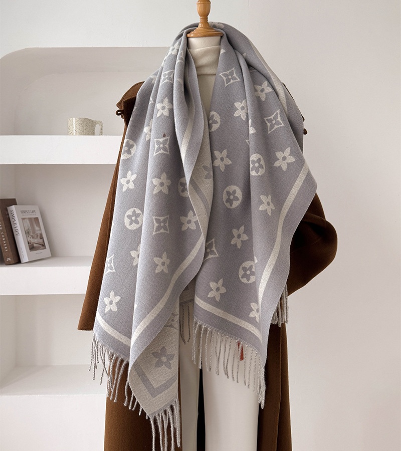 Tassels thermal scarves simple two-sided stars shawl for women