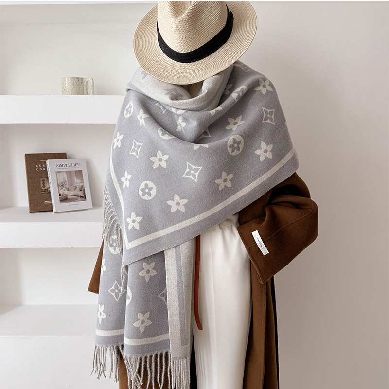 Tassels thermal scarves simple two-sided stars shawl for women