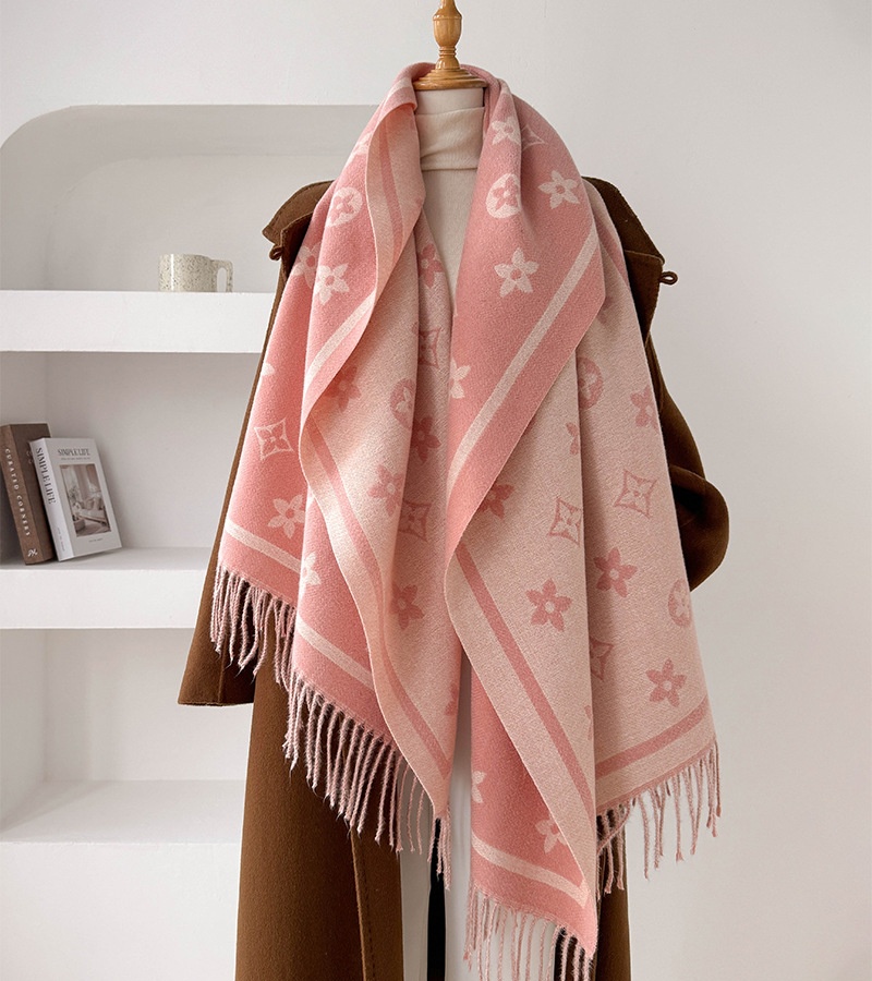 Tassels thermal scarves simple two-sided stars shawl for women