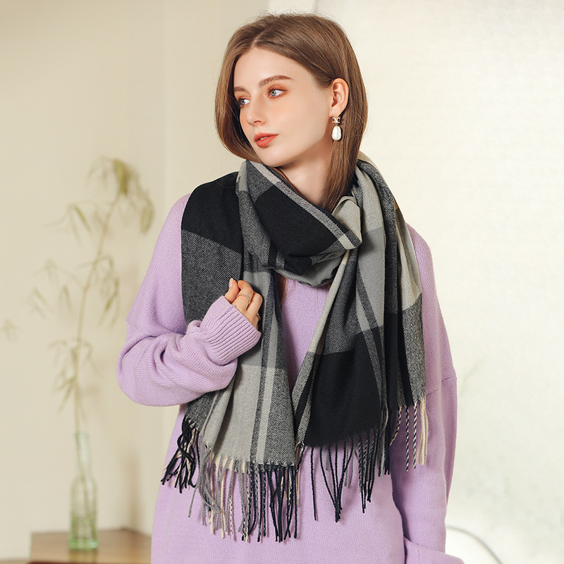 Scarf plaid shawl winter tassels scarves