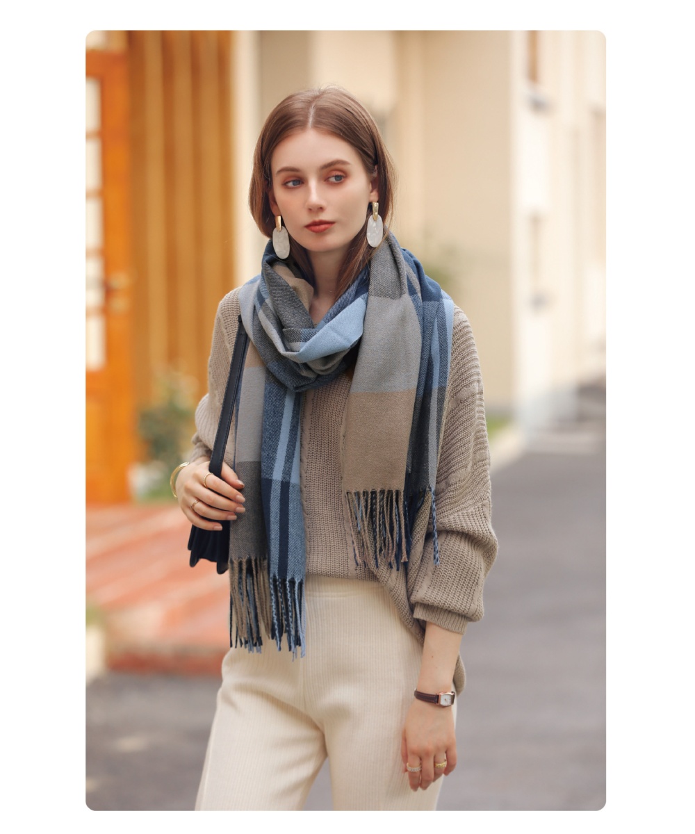Scarf plaid shawl winter tassels scarves