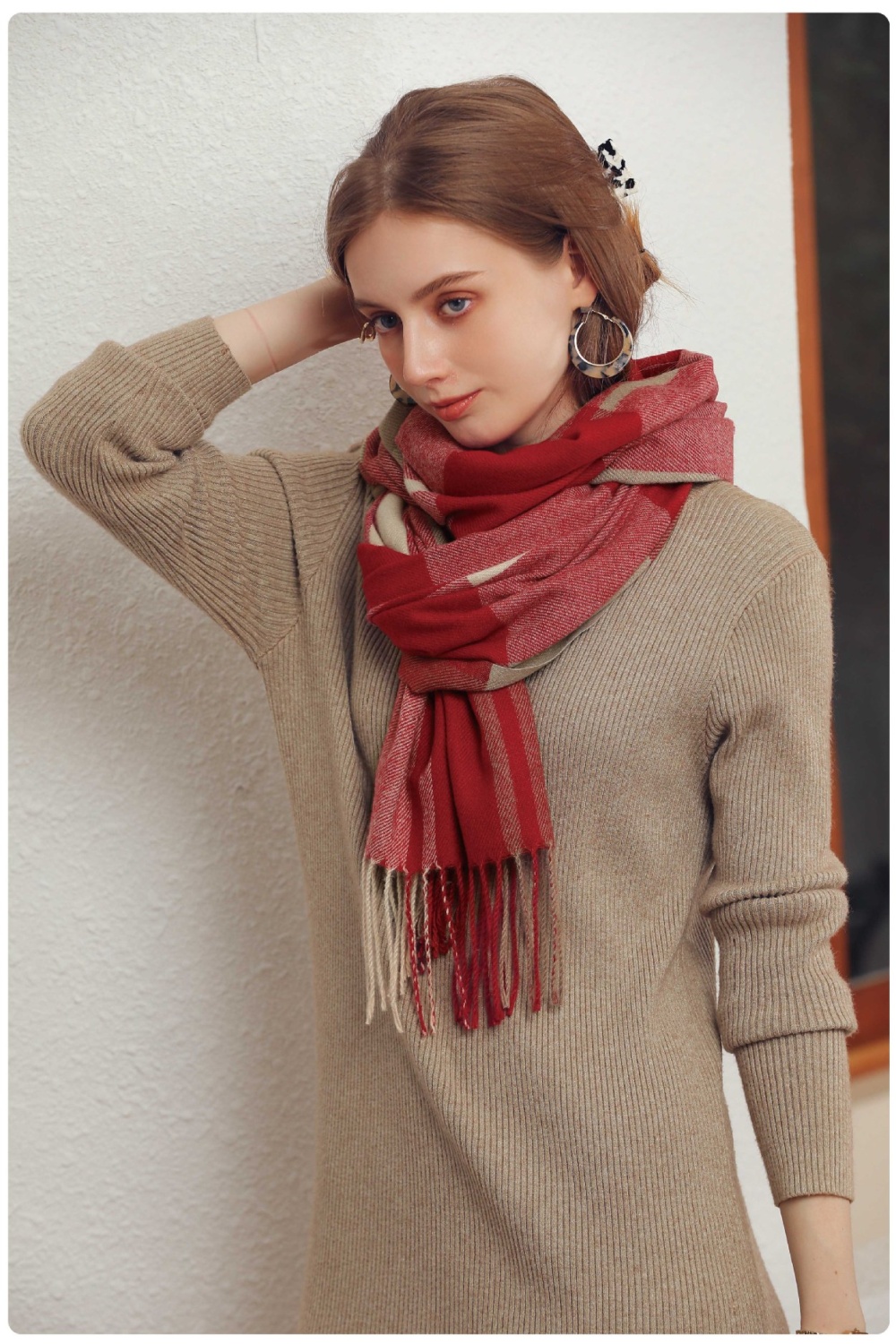Scarf plaid shawl winter tassels scarves
