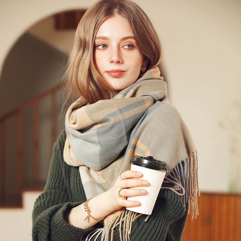 Scarf plaid shawl winter tassels scarves
