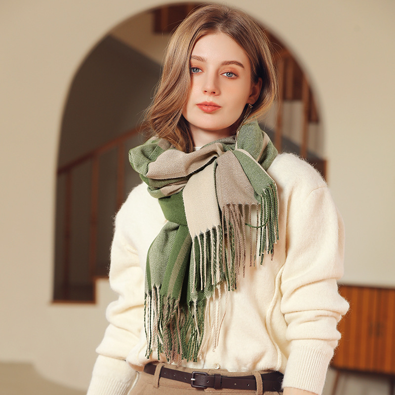 Scarf plaid shawl winter tassels scarves