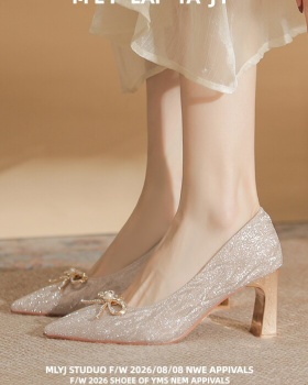 Bridesmaids France style bow bride wear crystal shoes