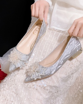 Low France style shoes bride wedding dress for women