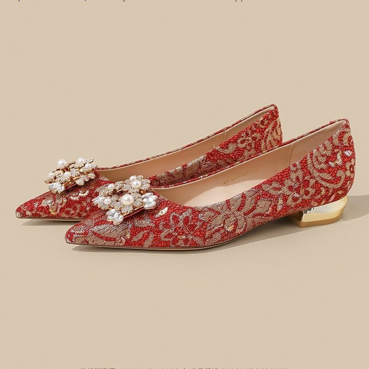 Bride pregnant woman shoes thick wedding shoes for women
