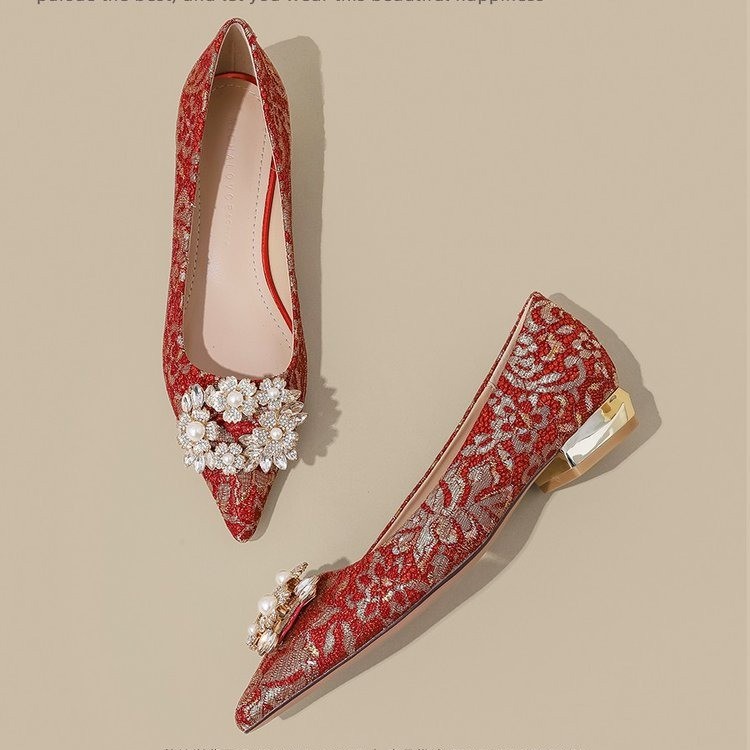 Bride pregnant woman shoes thick wedding shoes for women