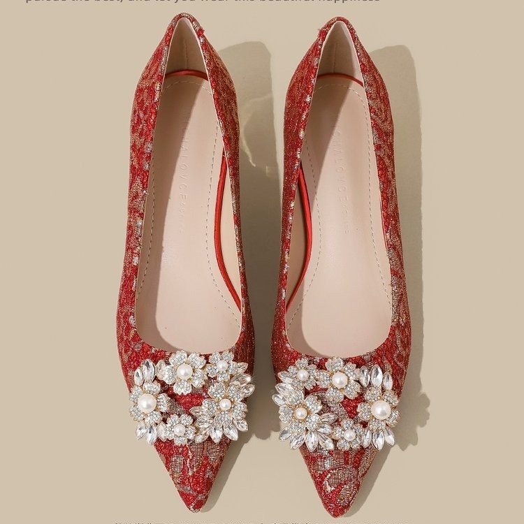 Bride pregnant woman shoes thick wedding shoes for women