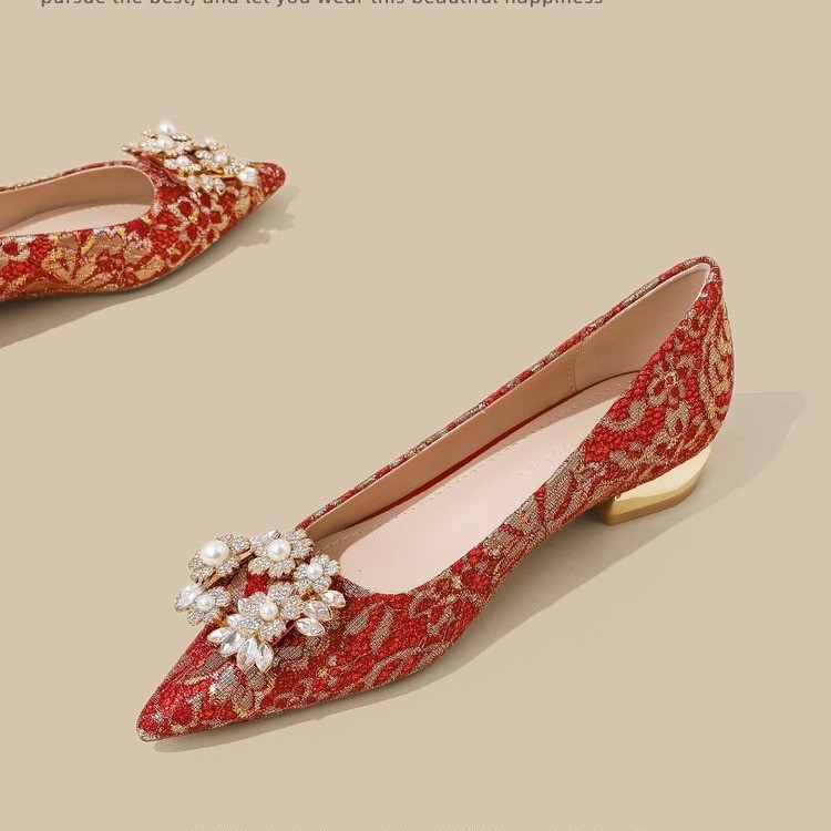 Bride pregnant woman shoes thick wedding shoes for women