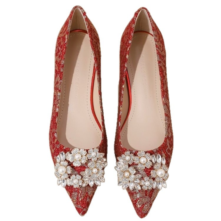 Bride pregnant woman shoes thick wedding shoes for women