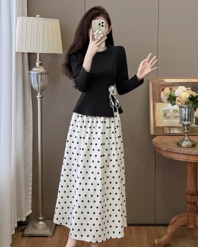 Autumn and winter temperament large yard skirt 2pcs set