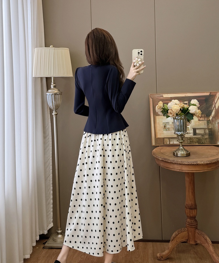 Autumn and winter temperament large yard skirt 2pcs set