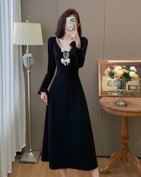Hepburn style temperament large yard autumn and winter dress