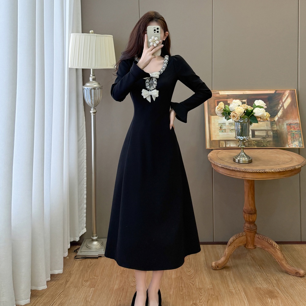 Hepburn style temperament large yard autumn and winter dress