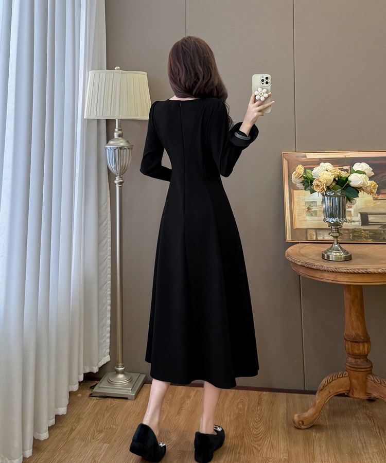 Hepburn style temperament large yard autumn and winter dress