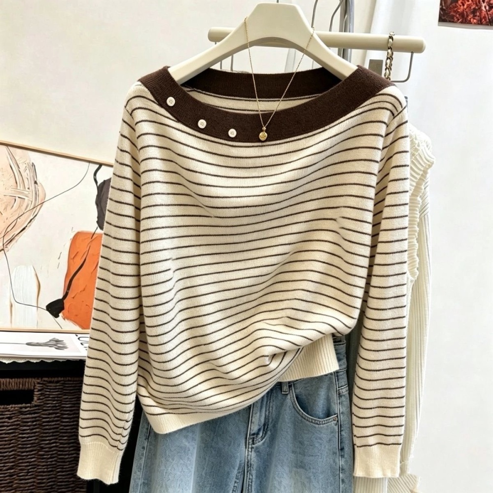 Slim temperament sweater knitted tops for women