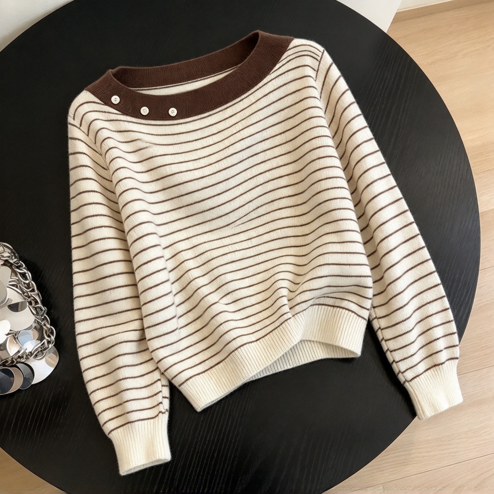 Slim temperament sweater knitted tops for women